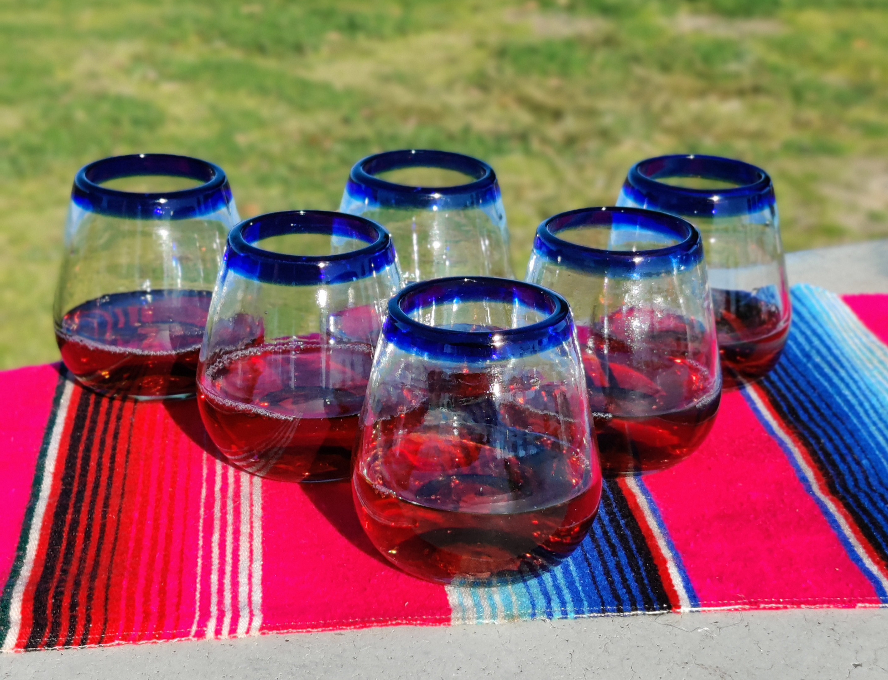 Brayden Studio Hand Blown Mexican Stemless Wine Glasses - Glasses With ...