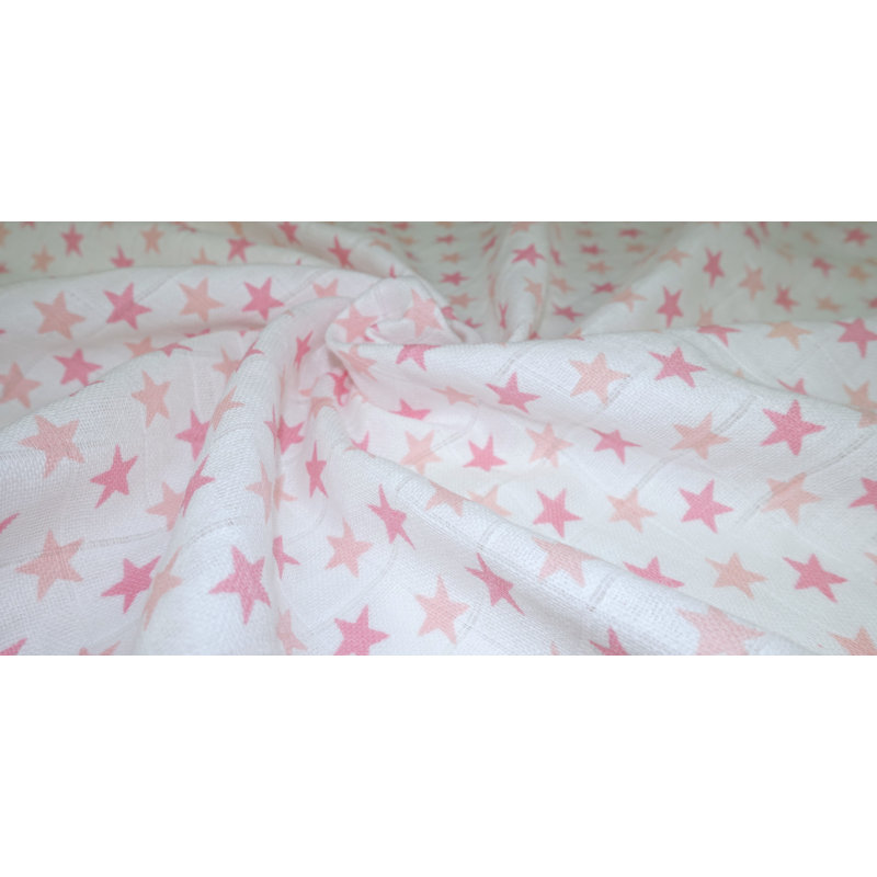 Losurdo MuslinZ Baby Muslin Squares 100% Cotton, Pink Star