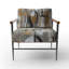 Fauteuil d'appoint rembourré abstrait doré et gris Simplicity I-1313299041