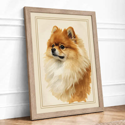 Pomeranian Portrait Vintage - Framed Print
