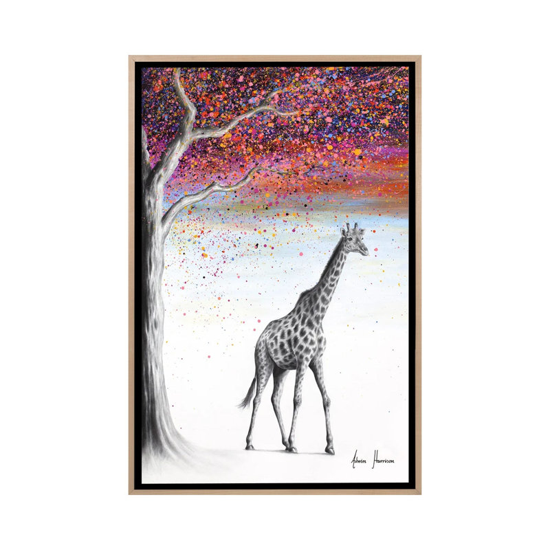 «Sky Dream Giraffe», reproduction d'art encadrée, Beige, Reproduction encadrée sans passe-partout, H 26 po x l 18 po