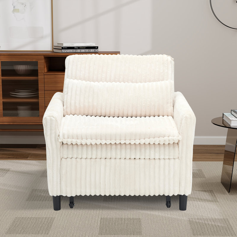 Chaise longue, fauteuil et fauteuil en velours côtelé Accent, Beige