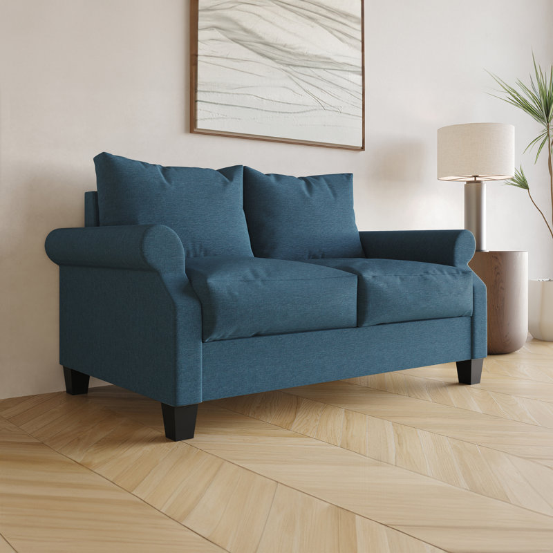 Mayner Fabric Reception Loveseat, Blue