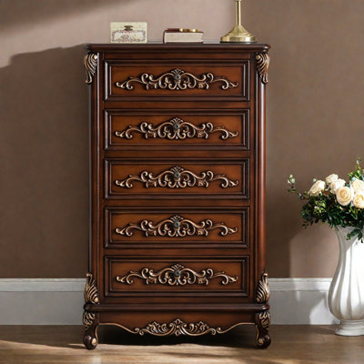 Vintage Carved Distressed Wooden Accent Chests