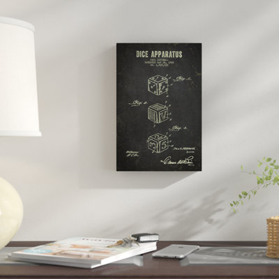 « paul mitchell dice, esquisse brevet », reproduction d’impression sur toile grise