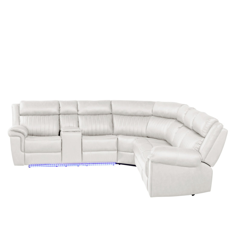 Canapé modulaire moderne en forme de L avec haut-parleurs, commande par pavé tactile et recharge sans fil en noir avec éclairage inclinable élégant gris