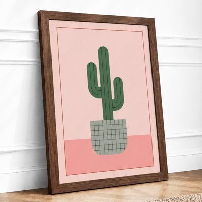 Geometric Saguaro Minimalist - Framed Print