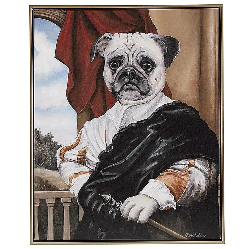 Captain's Guard Pug Framed Canvas Wall Art