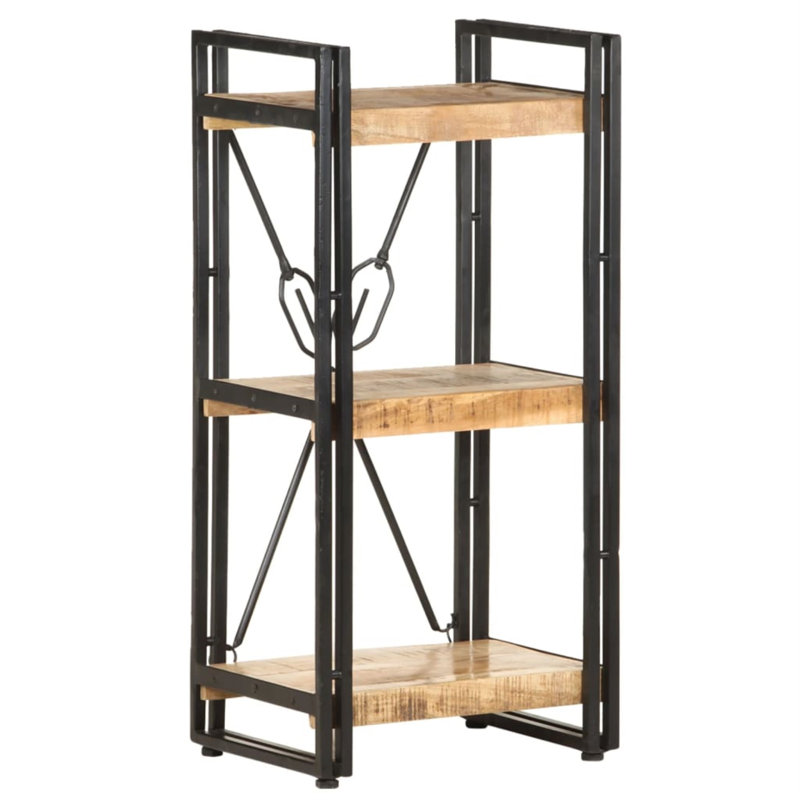 Bibliothèque en bois de manguier massif, Naturel, H 31,5 po x l 15,75 po x P 11,81 po