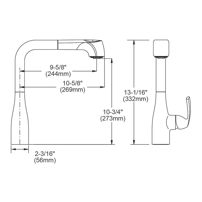 Gourmet Pull Out Single Handle Kitchen Faucet, Chrome