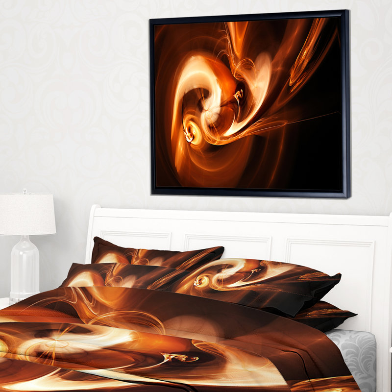 « fractal fumée texture brown », reproduction d’impression sur toile tendue encadrée, H 12 po x l 20 po x P 1 po