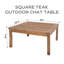 Venice Outdoor Square Teak Chat Table