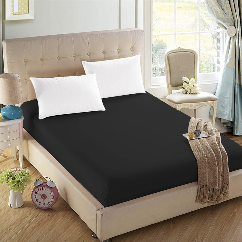 Iaan Soft Microfiber Brushed Deep Fitted Sheet, Single, Double , King, Kingsize (5'), Black