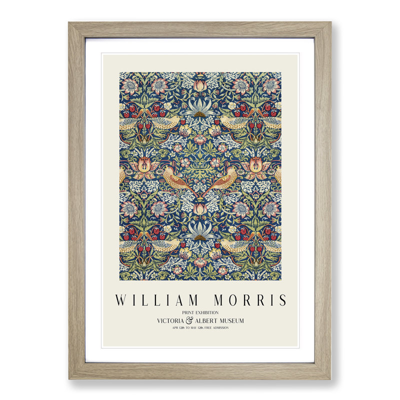 Strawberry Thief Vol.2 by William Morris - Single Picture Frame Print, 36cm H x 27cm W x 2cm D, Oak Framed