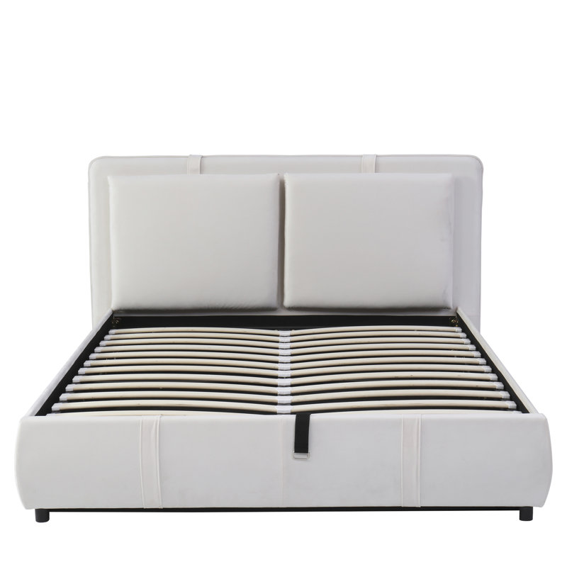Upholstered Ottoman Storage Bed, Double (4'6), Beige