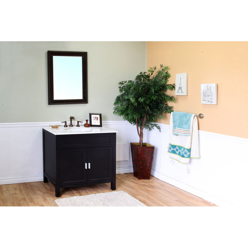Lomas 36'' Single Bathroom Vanity with Stone Top, Ebony