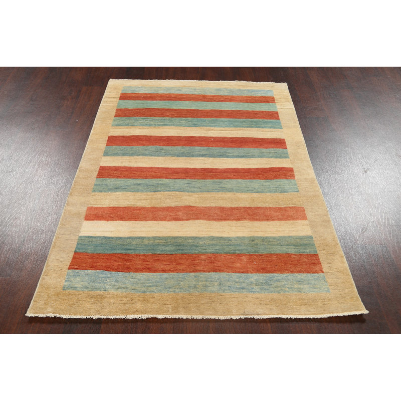 Tapis oriental rayé Gabbeh 4 x 6