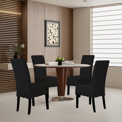 Dining Chair Covers With Skirt, Stretch Chair Slipcover, Set Of 4