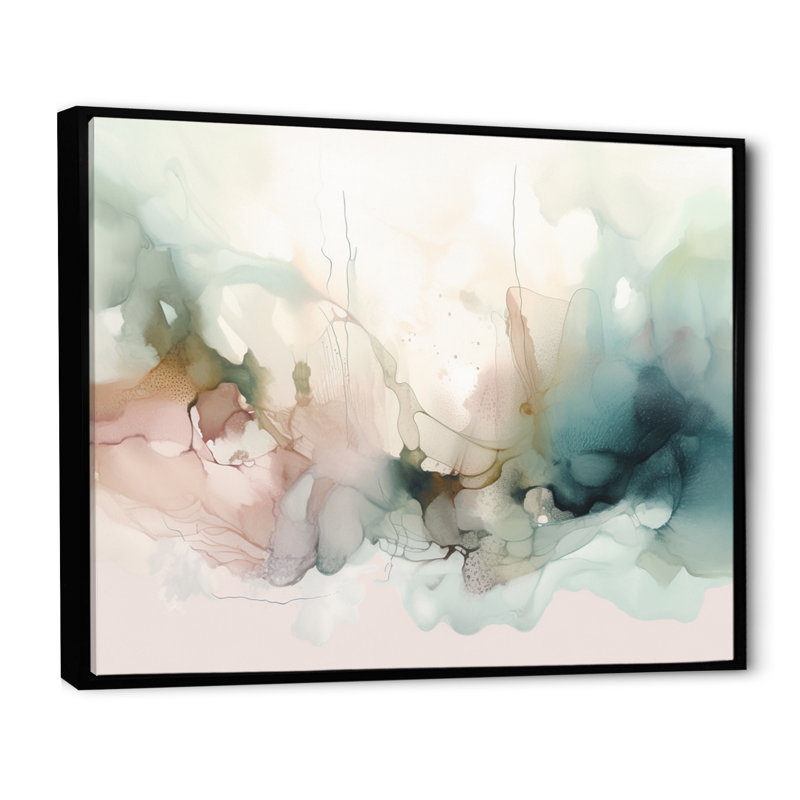 " Vibrant Paint Eruption I ", 12" H x 20" W x 1" D, Black Floater Framed Canvas