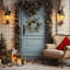 Porte de Noël avec 8 modes d'éclairage et baies argentées 20 po