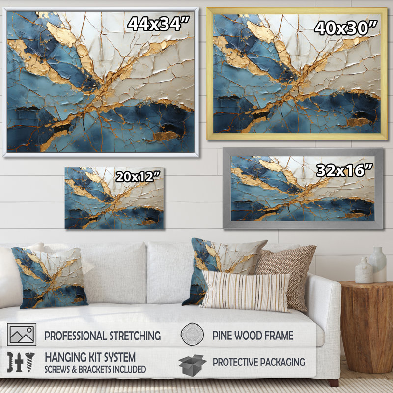 Lightning Electric Veins Patchwork II, reproduction d'art sur toile, H 30 po x l 40 po x P 1,5 po, Cadre flottant doré