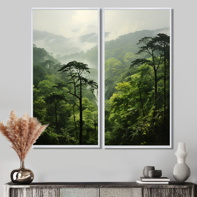 Forêt tropicale, paysage de jungle 1 - art mural tropical coloré 2 pièces