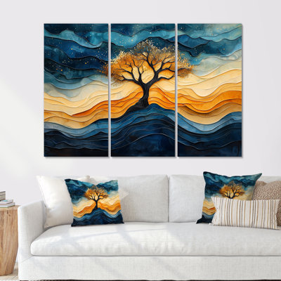 Ensemble de salon art mural arbre de vie Blue Desert Survivor Tree Of Life II