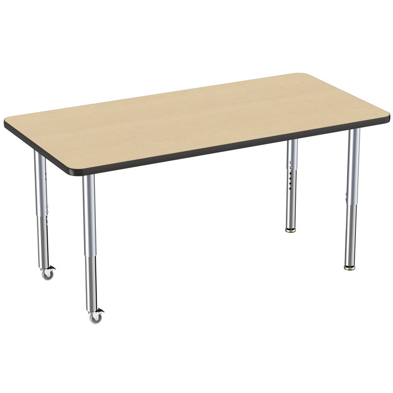 Table rectangulaire d'activité rectangulaire avec pieds réglables, Érable / noir, Super, 30" x 60"