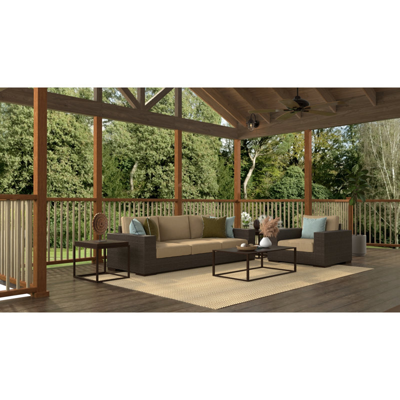 Brown & Cream Indoor / Outdoor Area Rug - UV Resistant, Reversible, 100% Recycled Material, Rectangle 4' x 6'