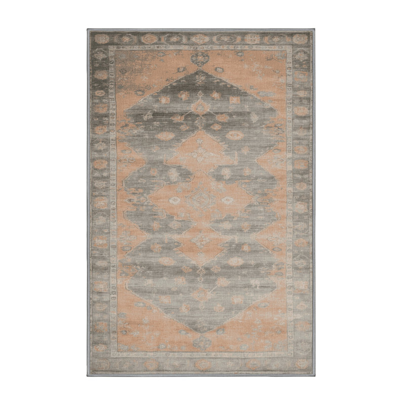 Machine Washable Overdyed Gray Area Rug, Rectangle 4' x 6'