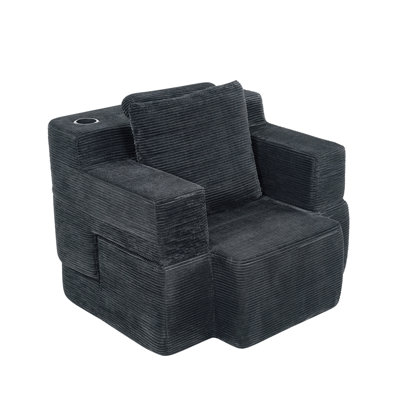 Canapé à compression simple multifonctionnel, convertible en bureau d'ordinateur et bureau simple, revêtement en velours côtelé, siège confortable, idéal pour les employés de bureau