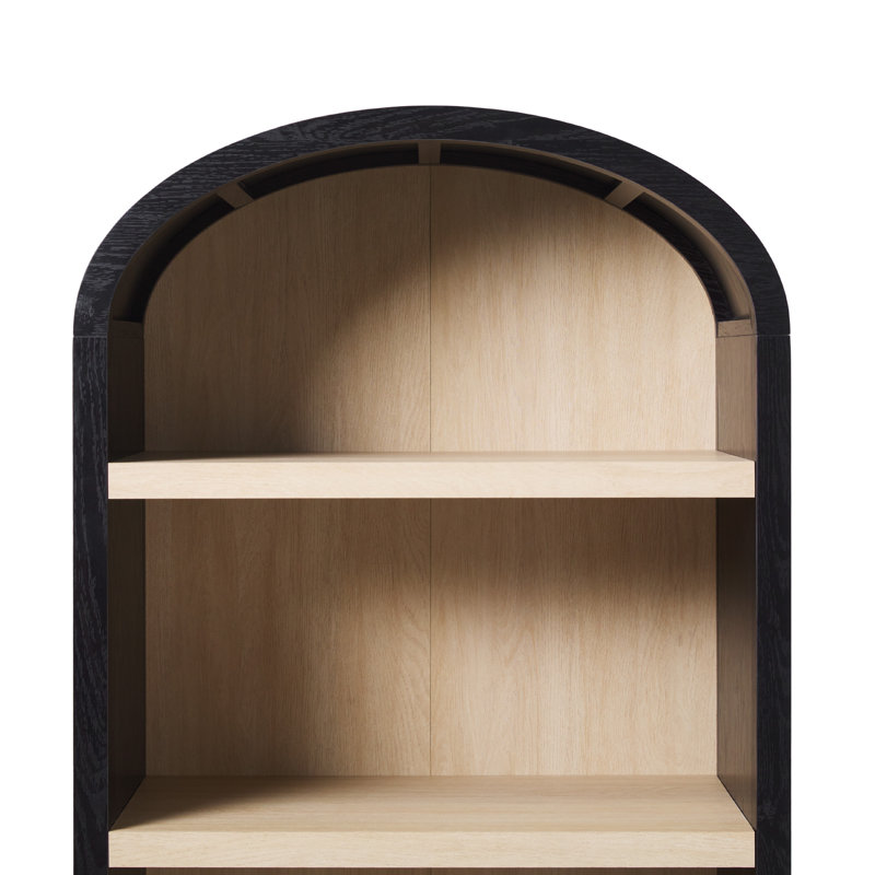 Sitarski 76" H x 30" W Curved Arch 5-Shelf Bookcase, Noir