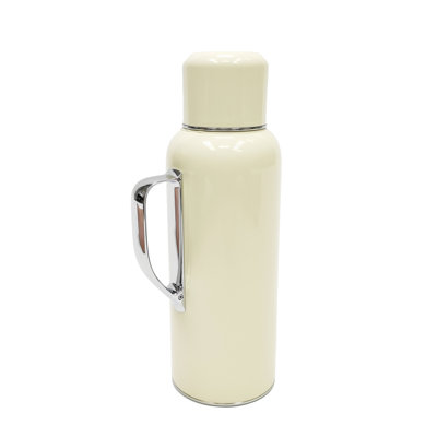 Luxury Top-Of-The-Line Thermos, Beige High-End Thermos With Built-In Thermometer & Lid/Cup, Tripple Coated Stainless Steel Vacuum Insulated Bottle
