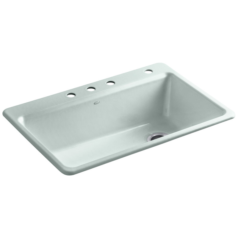 Riverby™ Single-Bowl Top-Mount Kitchen Snk with Accessories, 4 hole, Frost