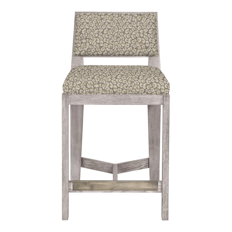 Scoville By Thom Filicia Upholstered Counter Stool with Solid Wood Frame, Gris colombe, Étain Ian
