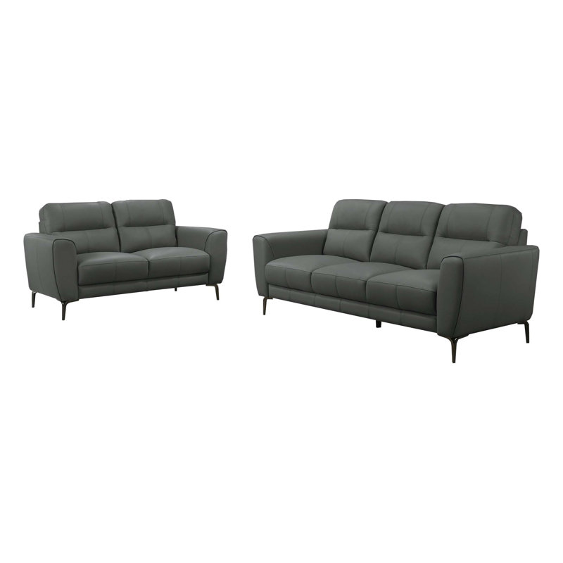 Gianah 2 - Piece Leather Sofa Set, Anthracite