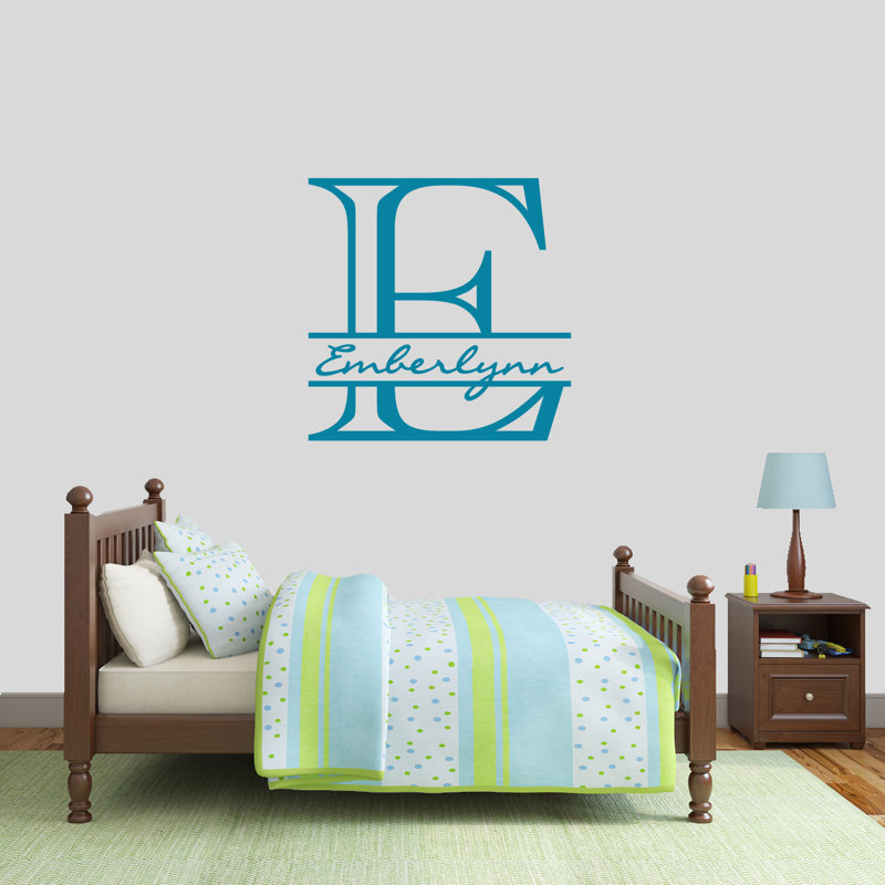 Décalcomanie murale personnalisée avec nom de monogramme, Bleu sarcelle, Oui