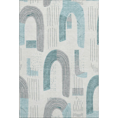 Premium Machine Washable Mehara AMF1698 Geometric Rug