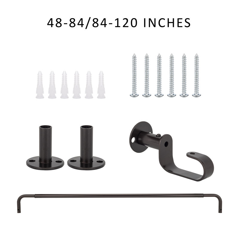 Tringle à rideaux simple réglable en acier Aalina, Bronze, H 4,5 po x l 84 po x P 0,63 po