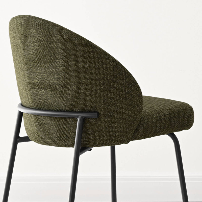 Chaises d'appoint de salle à manger rembourrées modernes avec dossier courbé et siège rembourré, Vert