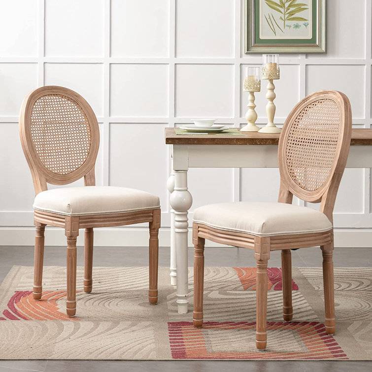Madelynn King Louis Back Side Chair in Beige/Oak (Set of 2)
