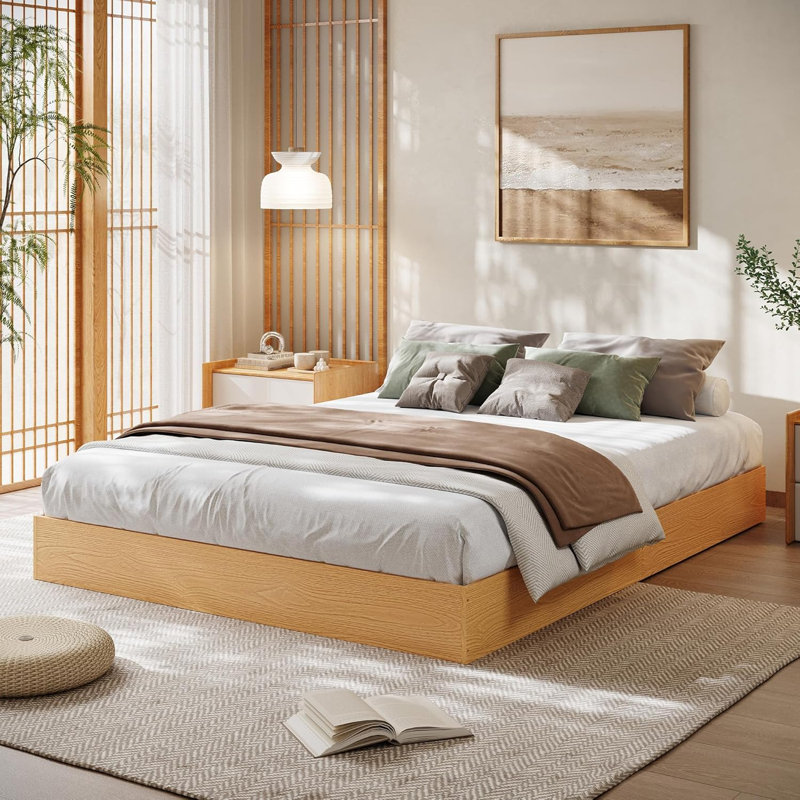  Lit plateforme Wood, Grand lit, Jaune