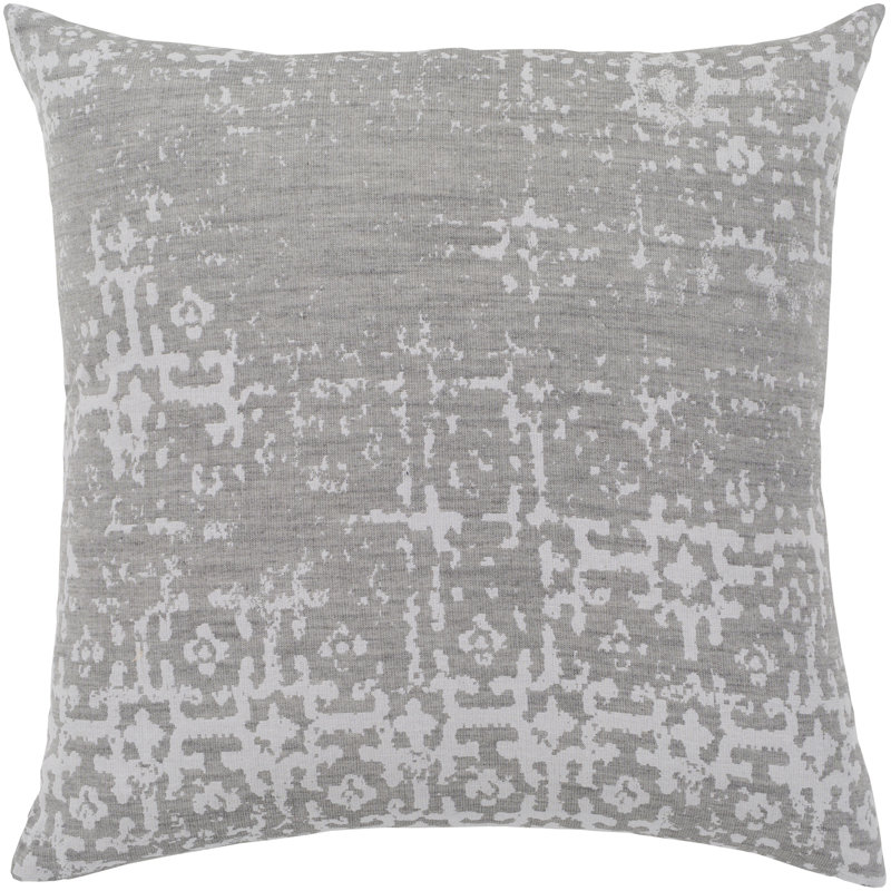 Housse de coussin en coton Abstraction, 20 po x 20 po, Gris foncé