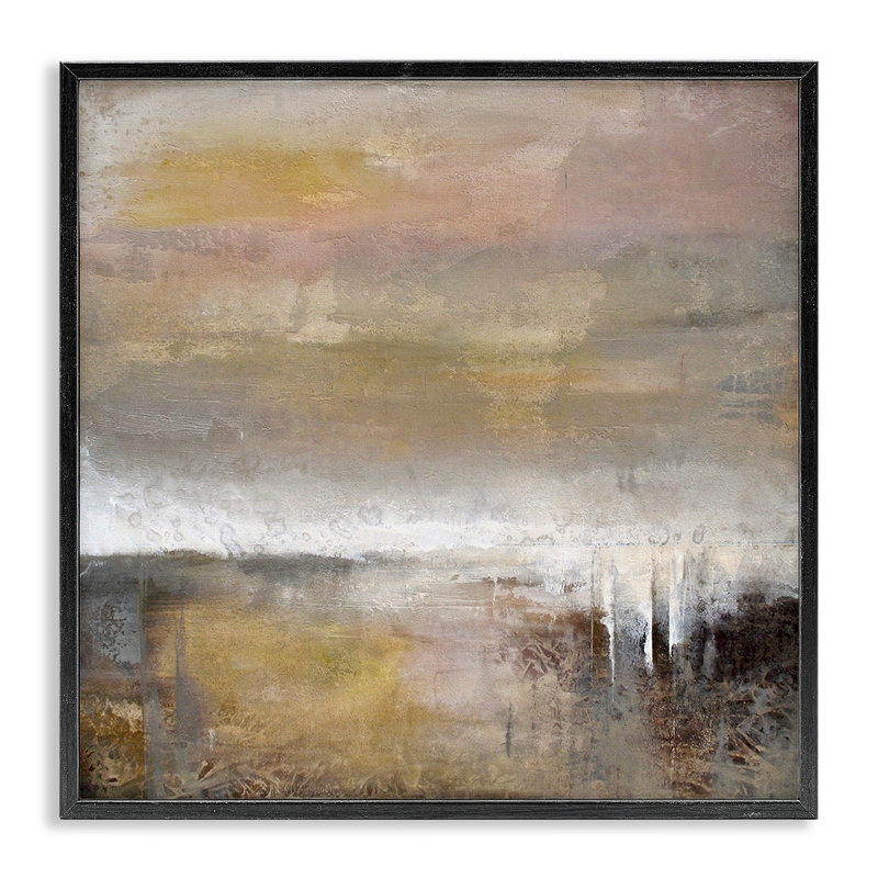 «Neutral Earthy Abstract Landscape», estampe numérique, conception de Karen Hale, Giclée encadrée noir minuit