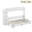 Grand lit plateforme escamotable avec tablettes, armoires latérales et tiroirs, grand lit pour bureau à domicile, blanc-1801587294-1801587295