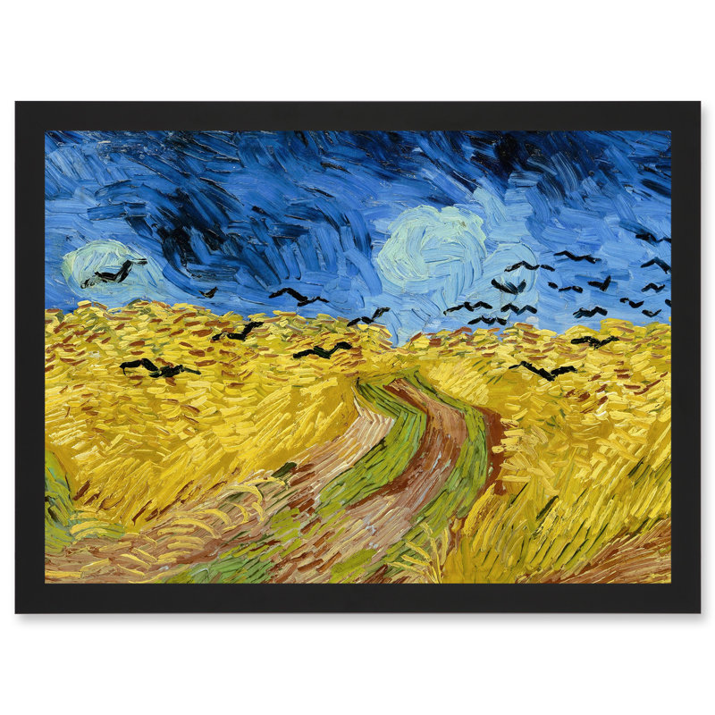 Wheatfield With Crows by Vincent Van Gogh - Single Picture Frame Painting, 33cm H x 45.5cm W