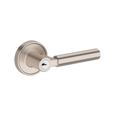 Lake Forest Keyed Entry Lever with Recessed Round Rose in Satin Nickel
