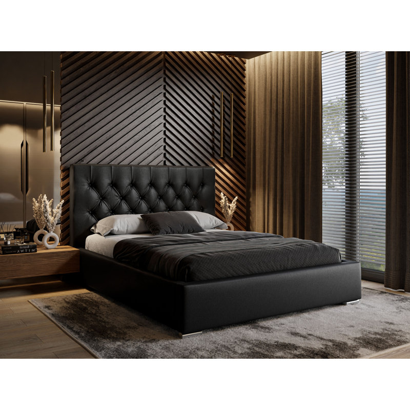 Farnham Upholstered Storage Bed, 140 x 200cm, Black