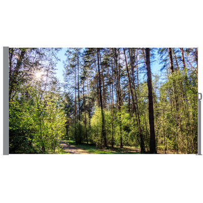 Auvent latéral rétractable manuel 71 "x138" avec impression Upf50 +, design américain gris rectangulaire pour le jardin et l'extérieur