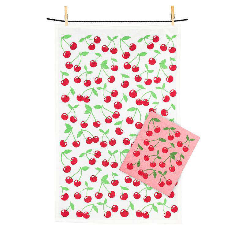 Ensemble de serviettes et cerises